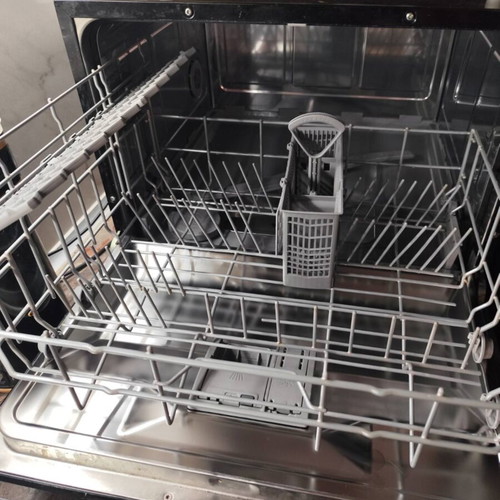 Bosch countertop dishwasher, black glass door