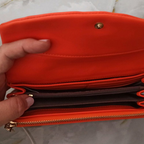 Women's wallet like new, orange with multiple card slots