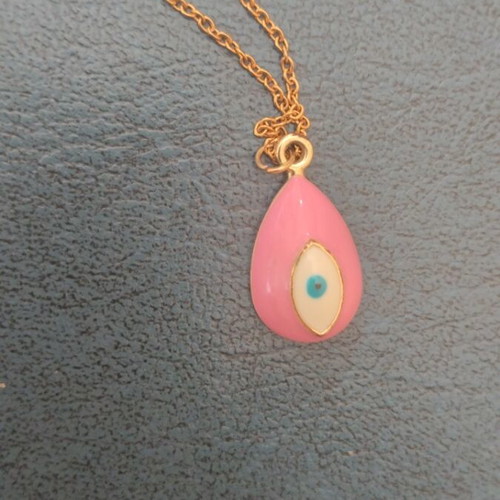 Evil eye necklace like new, blue and pink