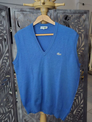 Chemise Lacoste Vintage Knitted Vest blue, like new, made in France