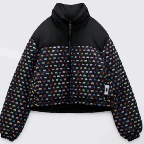 Zara x Space Invaders reversible puffer jacket M like new