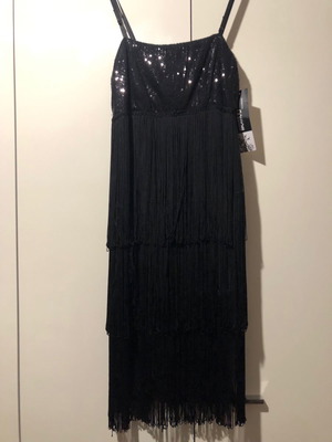 Dress with sequins and fringes black new