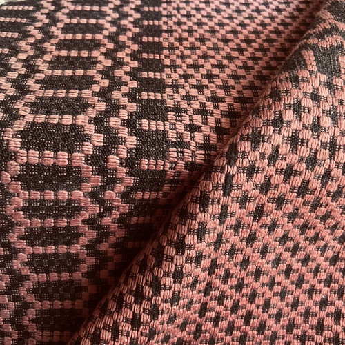 Handwoven wool runner rug, burgundy, mosaic weave
