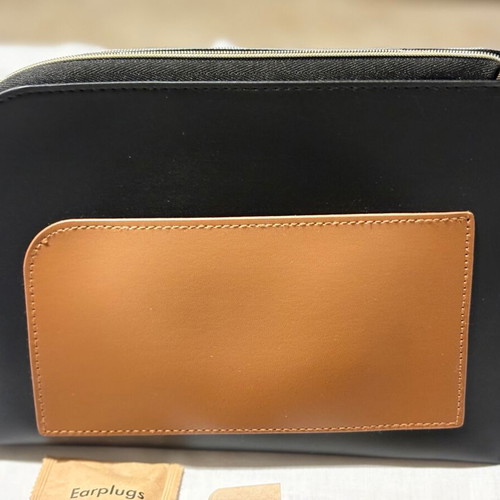 Lanvin men's toiletry bag new with travel cosmetics, black-brown