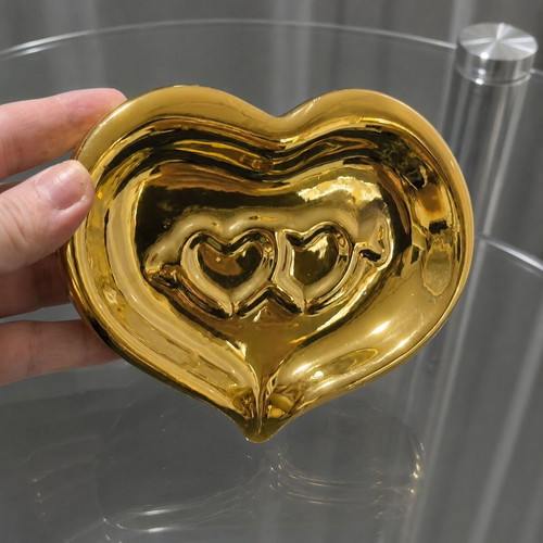 Elegant Glam Ceramic Soap Dish Gold Heart Shape New