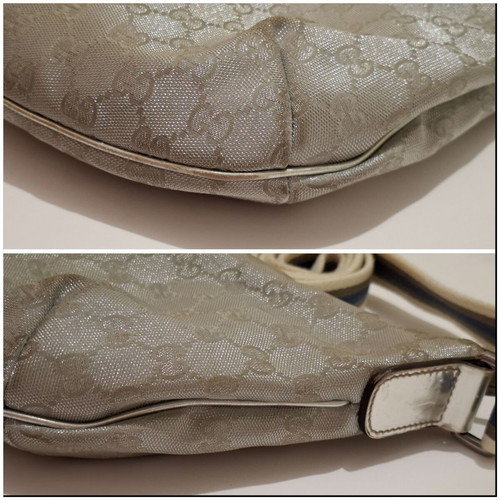 Gucci Crossbody Bag Metallic Silver Canvas used