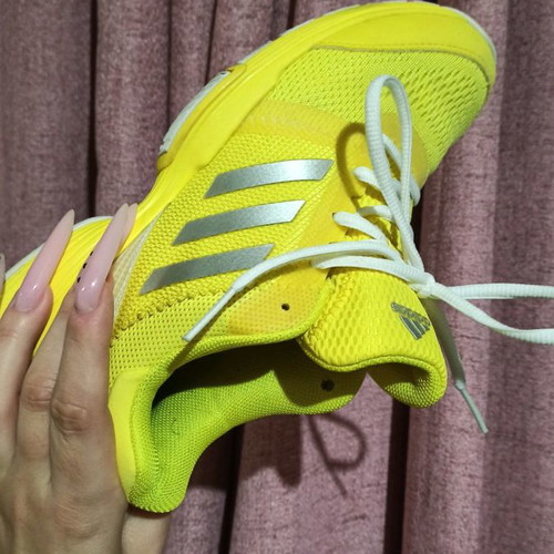 Adidas athletic shoes used, size 38 2/3, neon yellow