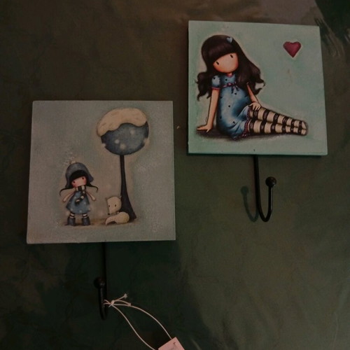 2 handmade Santoro hanging hooks new, 12x13 cm