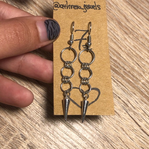 Handmade gothic punk rock grunge earrings new silver
