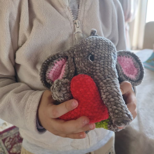 Crochet Elephant Amigurumi New Handmade Toy with Heart