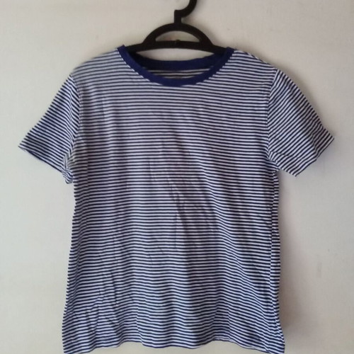 Summer T-shirt Mango used, white and blue, size M