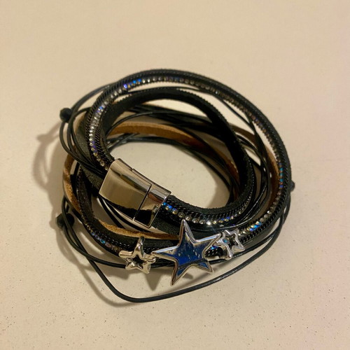 Bijou Brigitte choker new, leather with stars and rhinestones