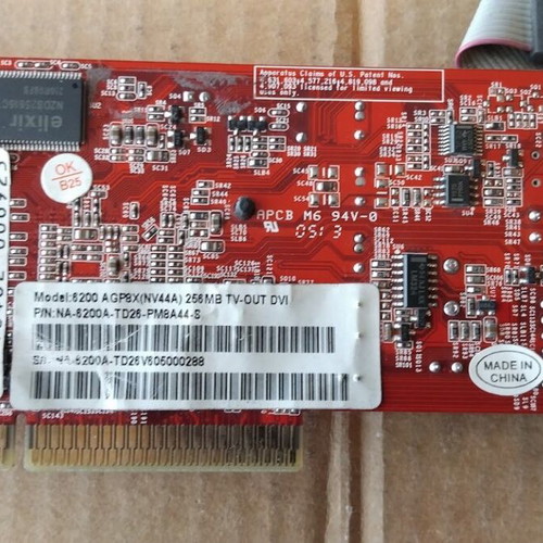 NVidia GeForce Gainward 6200 256MB DDR 64bit AGP graphics card used