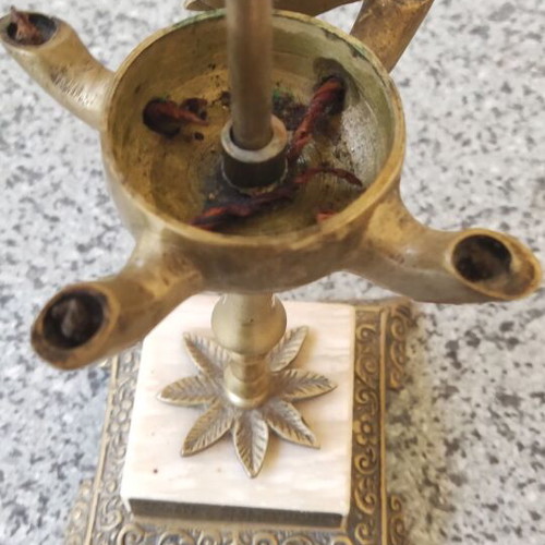 Lamp set of 4 like new from Pentelic marble and brass