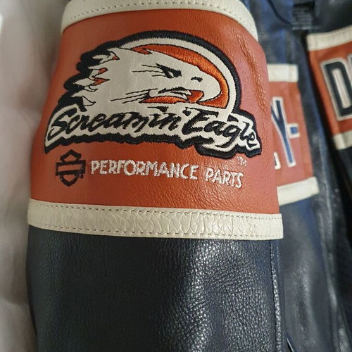 Harley Davidson Racing Eagle leather motorcycle jacket small like new