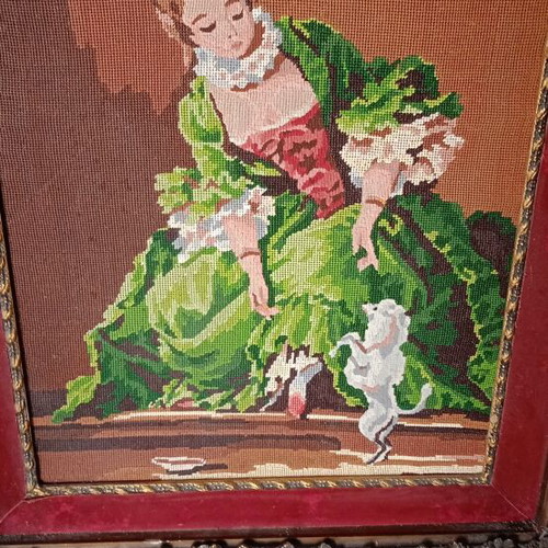 Embroidery used, large with heavy frame 70x50 cm without glass