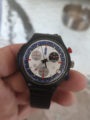 Swatch Blue Ring SOB405 chronograph watch used, vintage 1999