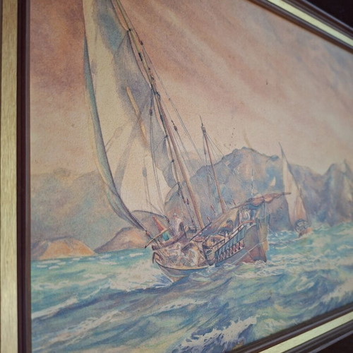 Painting with nautical theme used, 45×32 cm
