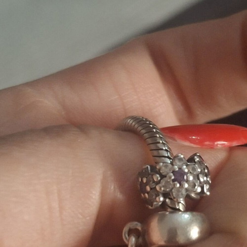 Pandora charm divider with purple and clear cubic zirconia, like new
