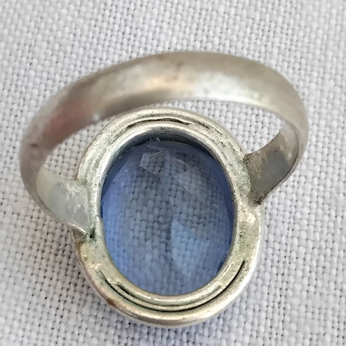 Vintage Silver Ring 925 with Large Blue Topaz, Like New