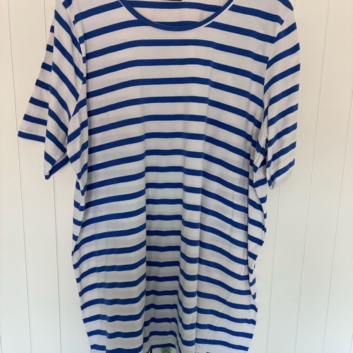 T-shirt Zizzi striped short sleeve new, white and blue, plus sizes