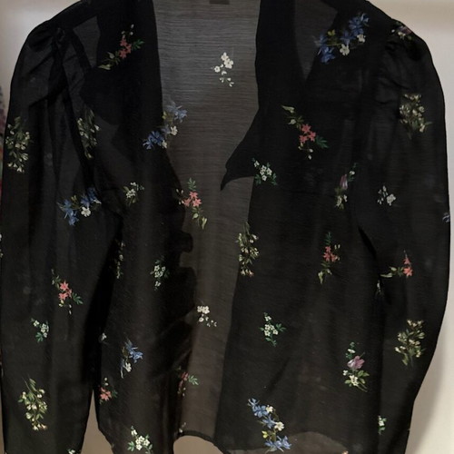 Black Transparent Shirt with Floral Pattern H&M size M like new