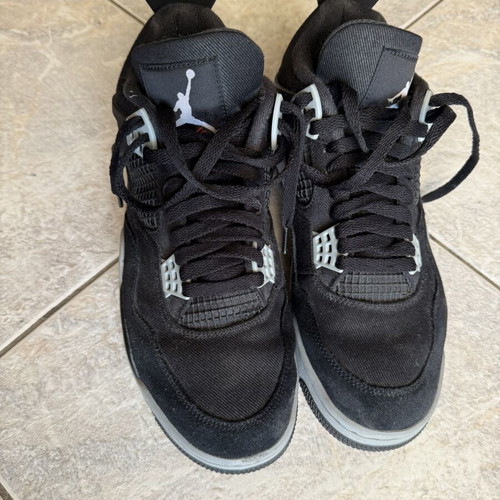 Air Jordan 4 Retro Black Canvas sneakers, size 44