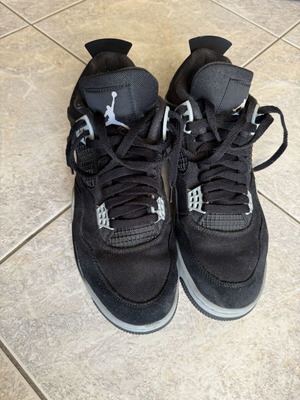 Air Jordan 4 Retro Black Canvas sneakers, size 44