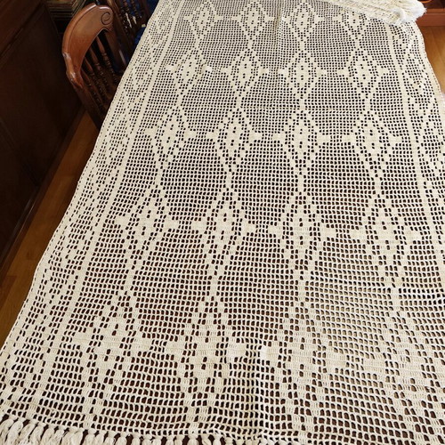 Handmade knitted curtains 105x220 (2) like new without tape