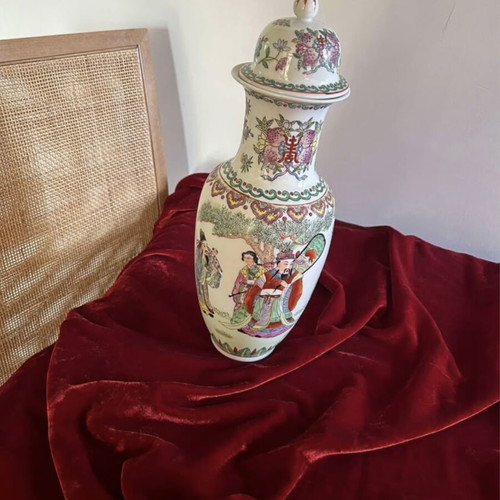 Decorative porcelain vase Asian style, new, 41 cm height
