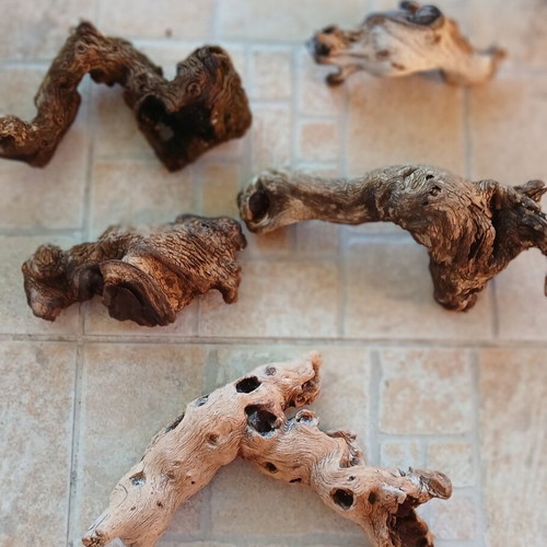 Aquarium wood used, set of 5 decorative pieces