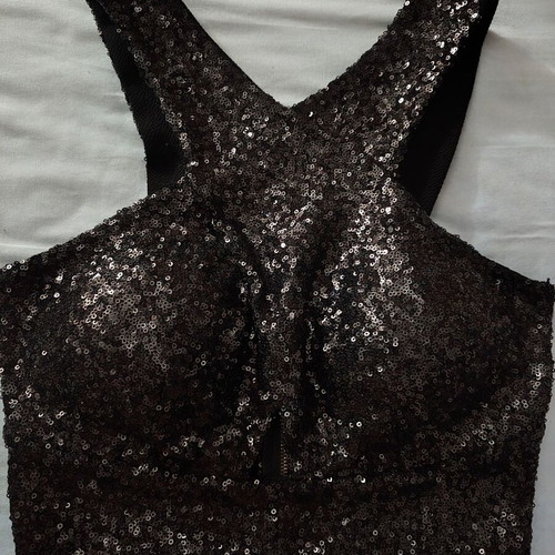 Italian black sequin crop top, size S