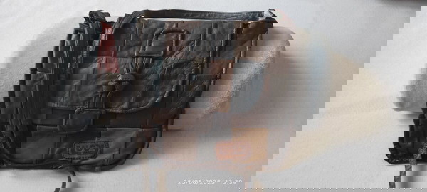 Τσάντα δερμάτινη patchwork χιαστί