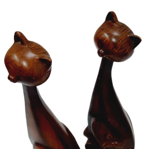 Vintage cat figurines set of two polyresin 90s