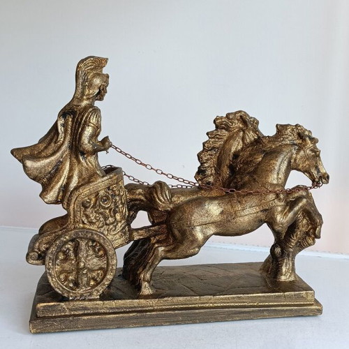 Roman warrior in chariot sculpture after triumph