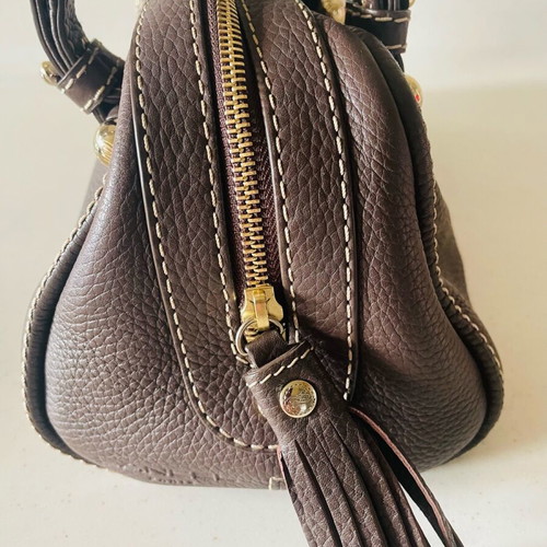Lancel Paris leather handbag, vintage, brown, gold hardware