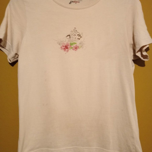 T-shirt beige with floral design, size M, new