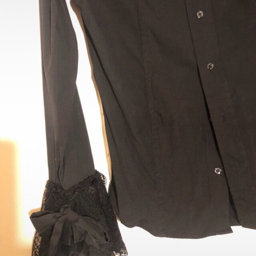 Pinko women's black shirt size 10 M with lace and ribbons like new
