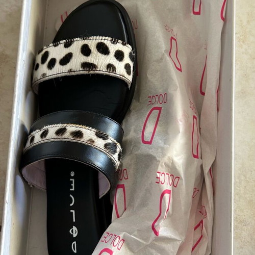 Dolce flat sandals new, black and white, size 37