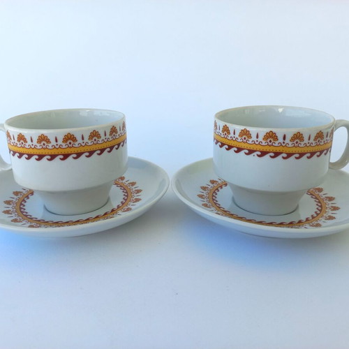 Set of 2 vintage porcelain coffee-tea cups Titov Veles Jugo Porcelain like new, former Yugoslavia