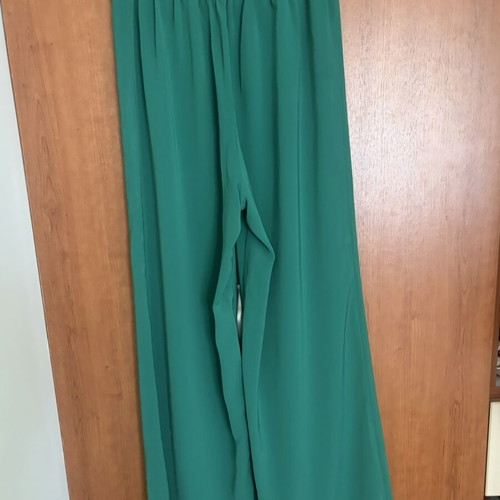 Stradivarius wide-leg pants light green like new with belt, size S