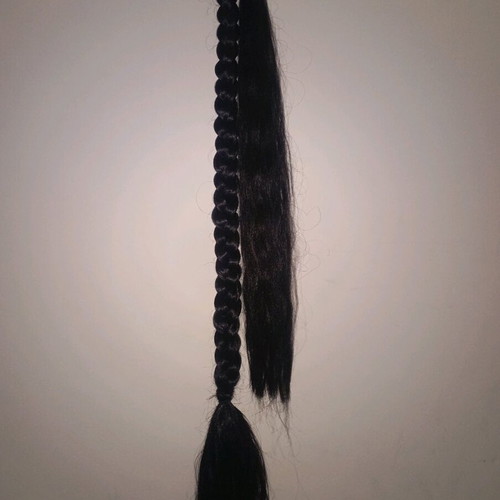 Ponytail hair extension very long new, black color, 80 cm length