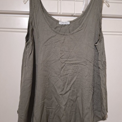 Celestino sleeveless khaki blouse like new, one size