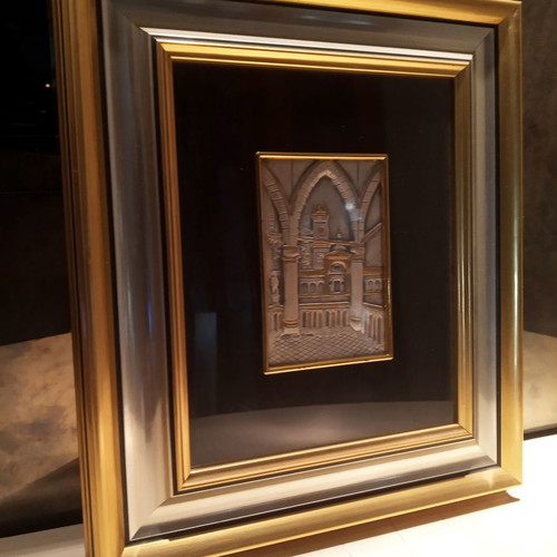 Set of 4 Handmade .925 Silver Relief Paintings new