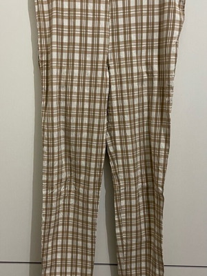 Moschino Capri High-Waisted Cotton Pants like new, checked white and brown