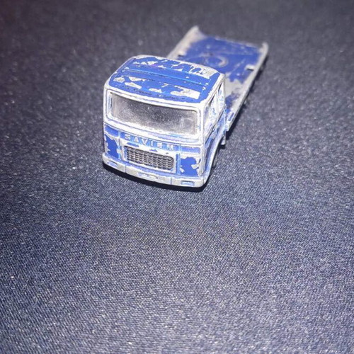 Majorette Saviem used blue flatbed truck
