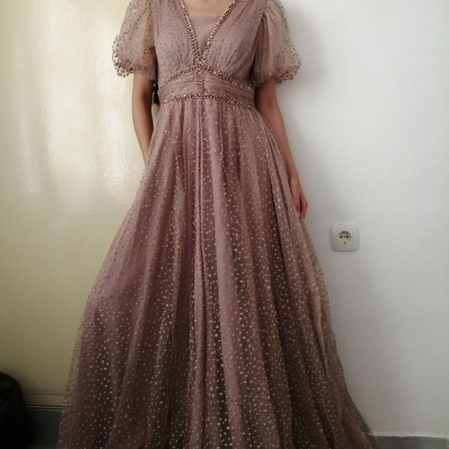 Jaluzzz Abiye long luxury formal pink evening dress size L