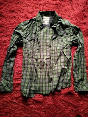 Bershka men's checkered shirt medium green like new