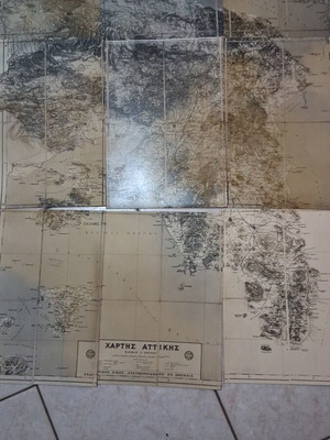 Attica map used, 9 pieces thick cardboard, 94x77 cm
