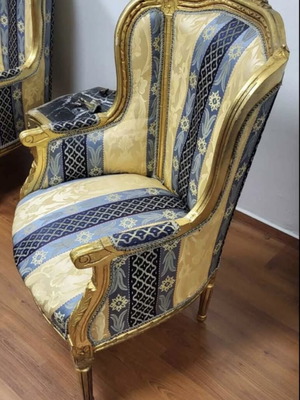 Rococo armchairs set of two with rare jacquard fabric like new